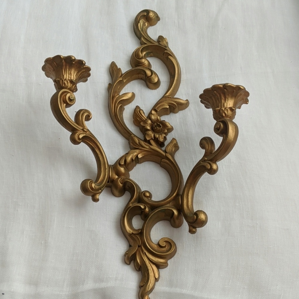 Vintage Ornate 1960 Syroco Wall Candle Sconce